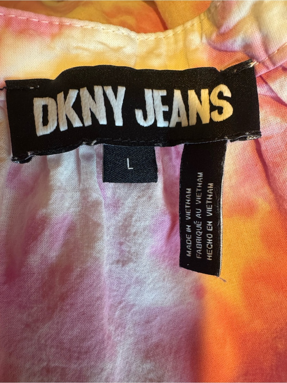 DKNY Pink and White Tie-Dye Tiered Sleeveless Dress - Picture 6 of 6